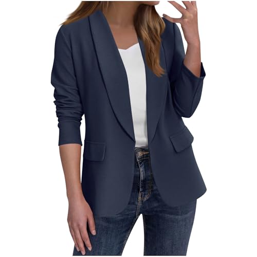 Generisch Blazer Damen Elegant 3/4 Arm Blazer Arbeit Büro Jacken Casual Open Front Blazerjacke Sportlich Reverskragen Sakko Casual Kurzblazer Trenchcoat Business Jacket Business von Generisch
