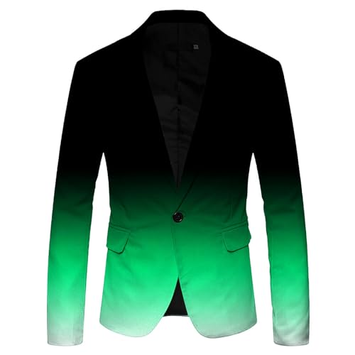 Generisch Blazer Herren 3D Farbverlauf Sakko Modisch Party Anzüge Ferizeit-Jackett Funky Anzug Neon Farbigen Anzugjacke Modern Sportlich Reverskragen AnzugSakko Jacke Slim Fit Anzugmantel von Generisch