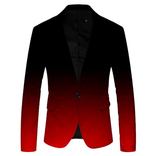 Generisch Blazer Herren 3D Farbverlauf Sakko Modisch Party Anzüge Ferizeit-Jackett Funky Anzug Neon Farbigen Anzugjacke Modern Sportlich Reverskragen AnzugSakko Jacke Slim Fit Anzugmantel von Generisch