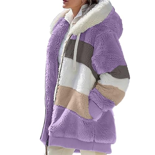 Generisch Blitzangebote Black Week Angebote Fleecejacke Damen Mit Kapuze Teddyfleece Jacke Oversize Warm Sherpa Kapuzenjacke Winter Fleece Teddyjacke Reißverschluss Hoodie Mantel Plüschjacke von Generisch