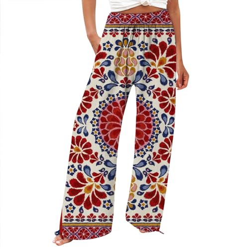 Generisch Blitzangebote Outlet Angebote Weite Sommerhose Damen Leicht Und Luftig High Waist Strandhose Lang Freizeithose Sommer Palazzo Hose Bequem Stoffhose Angebote des Tages Heute Deal von Generisch