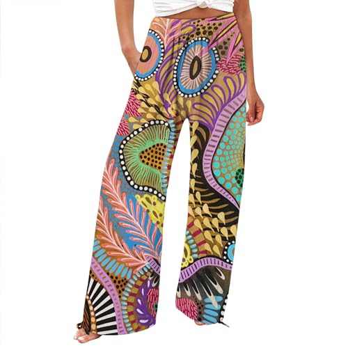 Generisch Blitzangebote des Tages Sommerkleider Sale Weite Sommerhose Damen Leicht Und Luftig High Waist Strandhose Lang Freizeithose Sommer Palazzo Hose Bequem Stoffhose Bestellungen Anzeigen von Generisch