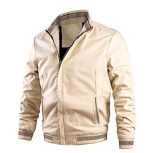 Generisch Blouson Herren, Winterjacke Bomberjacke Windbreaker Übergangsjacke Herren Mit Tasche Trainingsjacke Militär Fliegerjacke Leder Sommer Usa Pilotenjacke Sportlich Jacket Blouson (M, Khaki) von Generisch