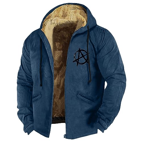 Blouson Herren, Winterjacke Warm Gefüttert Skijacke Wasserdicht Regenjacke Snowboardjacke Outdoor Funktionsjacke Arbeitsjacke Mit Kapuze Fleecejacke Herren (7XL, Navy) von Generisch