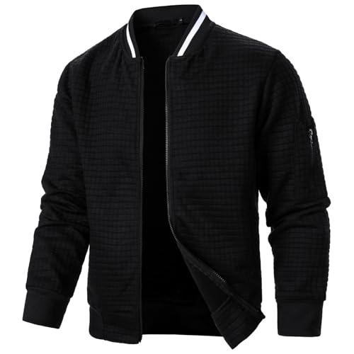 Generisch Blouson Jacke für Herren als Übergangsbekleidung Jacke mit elastischen Bündchen und praktischen TaschenS01-schwarz L von Generisch