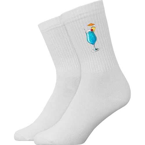 Generisch Blue Lagoon Cocktail Spritz - Atmungsaktive Sportsocken Tennissocken Crew Socks Baumwolle Socken von Generisch