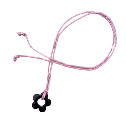 Generisch Blumen Anhänger Schlüsselbein Kette Temperament Einfache Hals kette Verstellbare Geflochtene Wachs Seil Halskette von Generisch