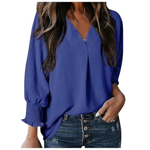 Generisch Bluse Damen Oberteile Festliche Party Elegant Bluse Langarm Damen Blusentop Sommerbluse Damen Bluse Wickeloptik Business Blusen Damen von Generisch