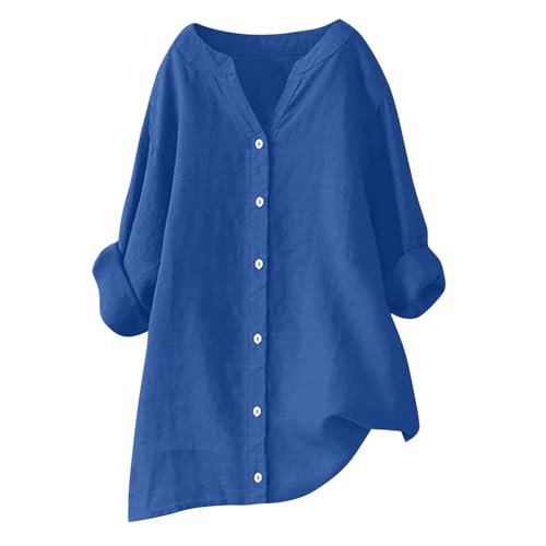 Generisch Bluse Damen Sommer Musselin Blusen Damen Baumwolle Leinenbluse Button-Down V-Ausschnitt Hemdbluse Elegant Einfarbig Blusenshirt Oversize Bluse Longbluse Oversized Blusehemd mit Taschen Generisch Bluse Damen Sommer Musselin Blusen Damen Baumwolle Leinenbluse Button-Down V-Ausschnitt Hemdbluse Elegant Einfarbig Blusenshirt Oversize Bluse Longbluse Oversized Blusehemd mit Taschen von Generisch