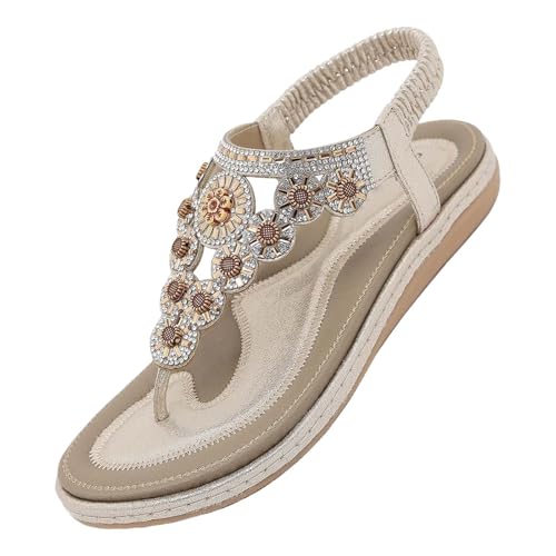 Generisch Bohemia Sandalen Damen Freizeit Flach Sandalette mit Strass Perlen Strand Schuhe Casual Ankle Elastic Flip Flops Elegant Bequem Hausschuhe LäSsige Zehenstegpantolette Breite FüßE Schlappen Generisch Bohemia Sandalen Damen Freizeit Flach Sandalette mit Strass Perlen Strand Schuhe Casual Ankle Elastic Flip Flops Elegant Bequem Hausschuhe LäSsige Zehenstegpantolette Breite FüßE Schlappen von Generisch