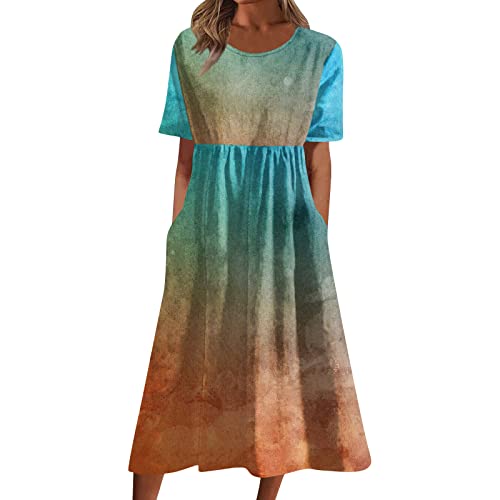 Generisch Boho Kleid Damen,Casual Kleider Damen Sommer,Sommerkleid+midi,Damen Sommerkleider Knielang,Kleider kurz Sommer,figurschmeichelndes Kleid,Kleid Damen Sommer Knielang,Sommerkleid Damen grün von Generisch