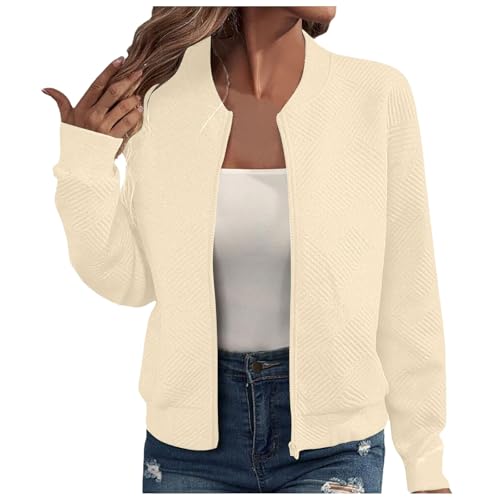 Generisch Bomberjacke Damen Frühling Leichte Blouson - Leicht Pilotenjacke Dünne Übergangsjacke Langarm Jacke Sommerjacke Rundhals Sweatjacke Zip Frühlingsjacke Outwear Coat von Generisch