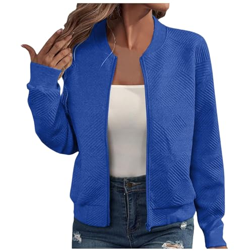 Generisch Bomberjacke Damen Frühling Leichte Blouson - Leicht Pilotenjacke Dünne Übergangsjacke Langarm Jacke Sommerjacke Rundhals Sweatjacke Zip Frühlingsjacke Outwear Coat von Generisch