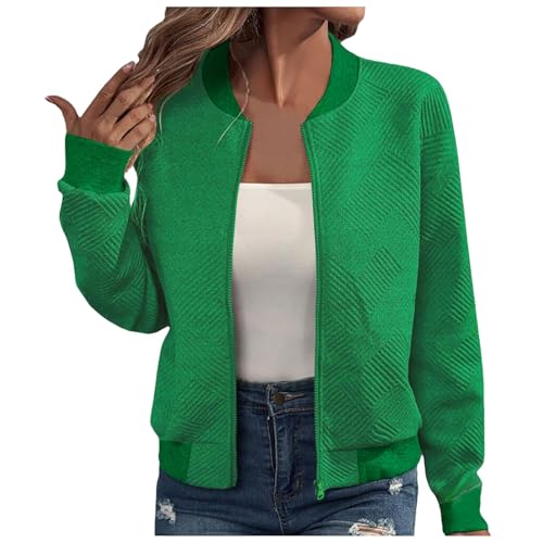 Generisch Bomberjacke Damen Frühling Leichte Blouson - Leicht Pilotenjacke Dünne Übergangsjacke Langarm Jacke Sommerjacke Rundhals Sweatjacke Zip Frühlingsjacke Outwear Coat von Generisch
