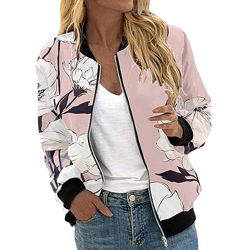 Generisch Bomberjacke Damen Leichte Jacke Damen Kurze Blouson Mit Reißverschluss Langarm College Jacke Elegante Blumenmuster Casual Dünne Bomber Jacke Kurz Coat Frühling Sommerjacke Outwear Coat Generisch Bomberjacke Damen Leichte Jacke Damen Kurze Blouson Mit Reißverschluss Langarm College Jacke Elegante Blumenmuster Casual Dünne Bomber Jacke Kurz Coat Frühling Sommerjacke Outwear Coat von Generisch