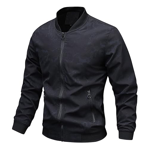 Generisch Bomberjacke Herren Leichte Übergangsjacke Blouson Dünne Freizeit Softshelljacke ohne Kapuze Outdoor Winterjacke Warm Winddicht Trainingsjacke Outdoorjacke Sport College Jacke mit Taschen von Generisch