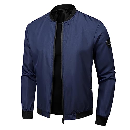 Generisch Bomberjacke Herren Sportjacke Leichte Sommer Motorradjacke Sportjacke Dünne Übergang Blouson Leichte Freizeit College Rundhalsausschnitt College Jacke Sommerjacke von Generisch