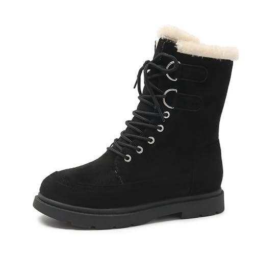 Generisch Boots Damen, Anti-Rutschig Bequem Gummistiefel Stilish Fleece Stiefeletten Leicht Wasserdicht Winterschuhe Warm Western Winterboots von Generisch