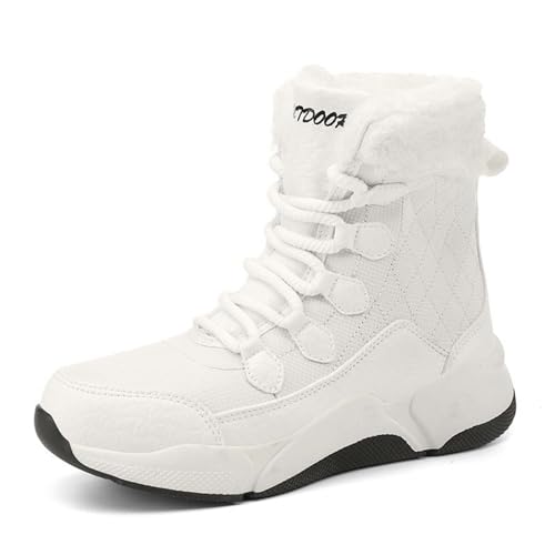 Generisch Boots Damen, Anti-Rutschig Bequem Gummistiefel Stilish Fleece Stiefeletten Leicht Wasserdicht Winterschuhe Warm Western Winterboots von Generisch