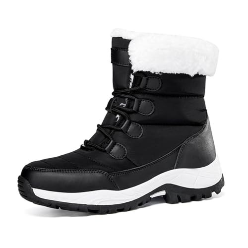 Generisch Boots Damen, Anti-Rutschig Bequem Gummistiefel Stilish Fleece Stiefeletten Leicht Wasserdicht Winterschuhe Warm Western Winterboots von Generisch