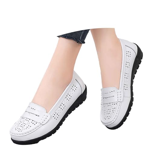 Generisch Bootsschuhe Damen Mokassins Flache Loafer Weichen Sohlen Damenschuhe Slipper Bequeme Wanderschuhe Bequemschuhe für Senioren Halbschuhe Elegant Einzelschuhe Seniorensneaker von Generisch