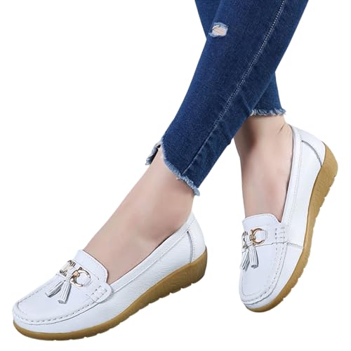Generisch Bootsschuhe Damen Segelschuhe Flache Loafer Low Top Schuhe Weichen Sohlen Damenschuhe Slipper Bequeme Halbschuhe Einzelschuhe Mokassins Elevate Shoes Sicherheitsschuhe von Generisch