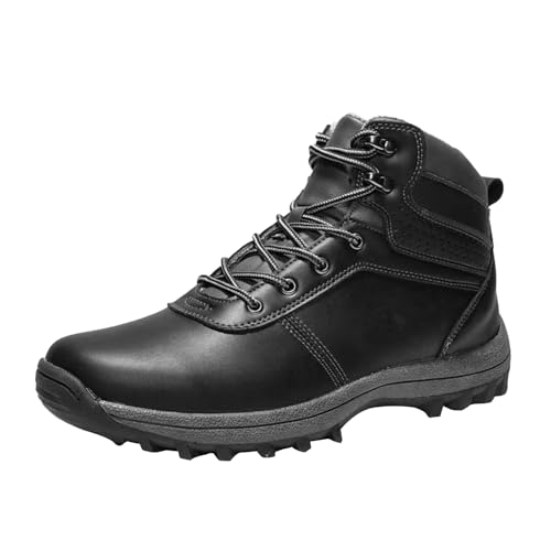 Generisch Bootsschuhe Herren Wanderschuhe Herren Barfussschuhe Leather Wasserdicht Outdoorschuhe rutschfeste Trekkingschuhe Mit Schnürung Walkingschuhe Arbeitsschuhe Sneaker Leder von Generisch