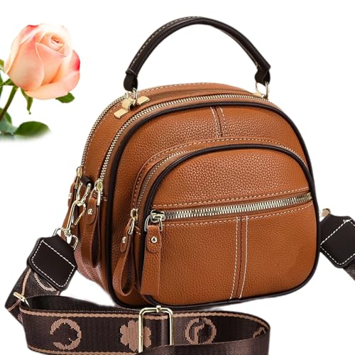 Generisch Bousalutend Umhängetasche, klassische Umhängetasche aus Leder mit multifunktionalen Fächern, verstellbarer breiter Schultergurt(Brown) von Generisch