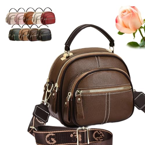 Generisch Bousalutend Umhängetasche, klassische Umhängetasche aus Leder mit multifunktionalen Fächern, verstellbarer breiter Schultergurt(Coffee) von Generisch