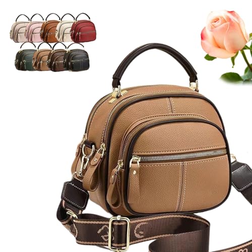 Generisch Bousalutend Umhängetasche, klassische Umhängetasche aus Leder mit multifunktionalen Fächern, verstellbarer breiter Schultergurt(Khaki) von Generisch