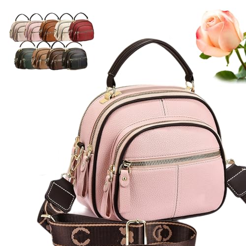 Generisch Bousalutend Umhängetasche, klassische Umhängetasche aus Leder mit multifunktionalen Fächern, verstellbarer breiter Schultergurt(Pink) von Generisch