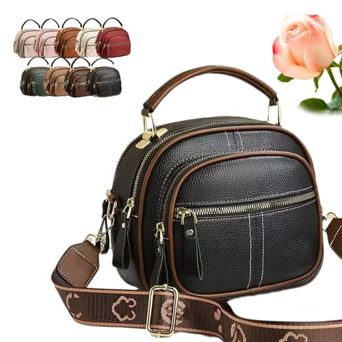 Generisch Bousalutend Umhängetasche, klassische Umhängetasche aus Leder mit multifunktionalen Fächern, verstellbarer breiter Schultergurt(Schwarz) von Generisch