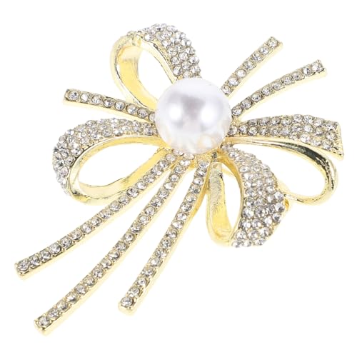 Generisch Bowknot Brosche mit Perlenbesatz Modische Anstecknadel für Damen Vielseitiger Schmuck für Kleider und Schals Hochwertige Damenbrosche für Festliche Anlässe von Generisch