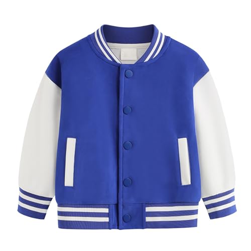 Generisch Boys and Girls Coat Spring and Autumn Winter New Children Plus Fleece Baseball Clothes Baby Cardigan Small Medium Thick Children's Top Jungs 140 (Blue, 5-6 Years) von Generisch