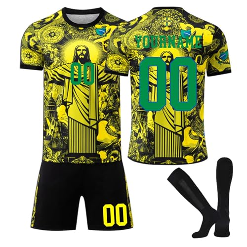 Generisch Brasilien Trikot Jesus Personalisiert für Kinder/Erwachsener mit Eigenem Namen Nummern, Hause/Auswärts Fussball Trikot Shorts Socken Sets Fußballtrikot Jungen Herren Generisch Brasilien Trikot Jesus Personalisiert für Kinder/Erwachsener mit Eigenem Namen Nummern, Hause/Auswärts Fussball Trikot Shorts Socken Sets Fußballtrikot Jungen Herren von Generisch