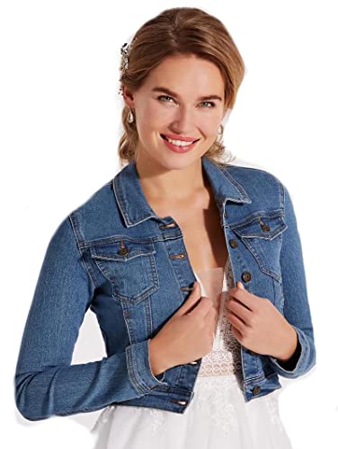 Brautjacke Jacke Jeansjacke Braut Blau Bolero Neu Creme XS S M L XL XXL Jeans Cape (M) von Generisch