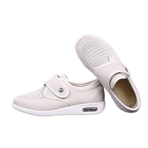 Generisch Breite Diabetiker Schuhe Damen, Extra Breit Einstellbarer Klettverschluss Comfy Freizeitschuhe, Air Cushion Arthritis Ödem Therapieschuhe für Sensible Füße von Generisch