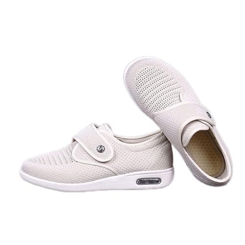 Generisch Breite Diabetiker Schuhe Damen, Extra Breit Einstellbarer Klettverschluss Comfy Freizeitschuhe, Air Cushion Arthritis Ödem Therapieschuhe für Sensible Füße von Generisch