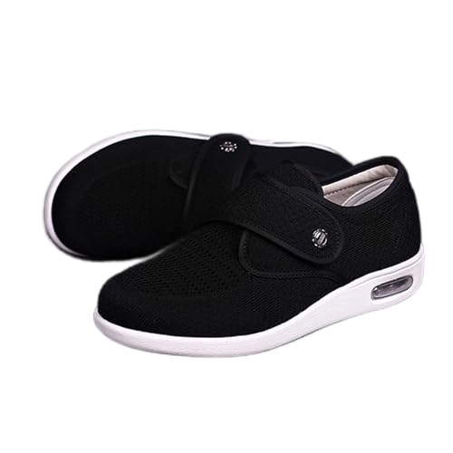 Generisch Breite Diabetiker Schuhe Damen, Extra Breit Einstellbarer Klettverschluss Comfy Freizeitschuhe, Air Cushion Arthritis Ödem Therapieschuhe für Sensible Füße von Generisch