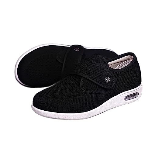 Generisch Breite Diabetiker Schuhe Damen, Extra Breit Einstellbarer Klettverschluss Comfy Freizeitschuhe, Air Cushion Arthritis Ödem Therapieschuhe für Sensible Füße von Generisch