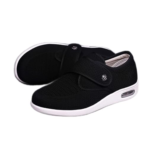 Generisch Breite Diabetiker Schuhe Damen, Extra Breit Einstellbarer Klettverschluss Comfy Freizeitschuhe, Air Cushion Arthritis Ödem Therapieschuhe für Sensible Füße von Generisch