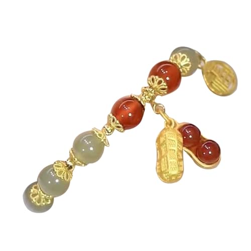 Generisch Breites Uhren Lederarmband Armband Doppelkette Jade Imitation Armband Retro Eleganter Handschmuck Weibliches Geschenk Armband 925, Einheitsgröße, Glas, Kein edelstein von Generisch