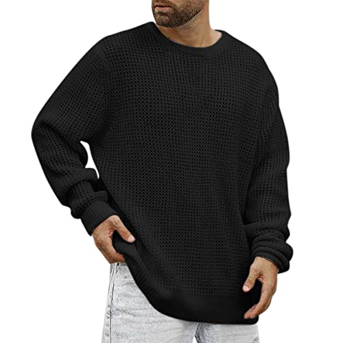 Generisch Brüder Mantel Männlicher -Winter-beiläufiger Fester Strickpullover-Blusen-Langarm-Rundhals-Pullover Backstage Mantel (Black, L) von Generisch
