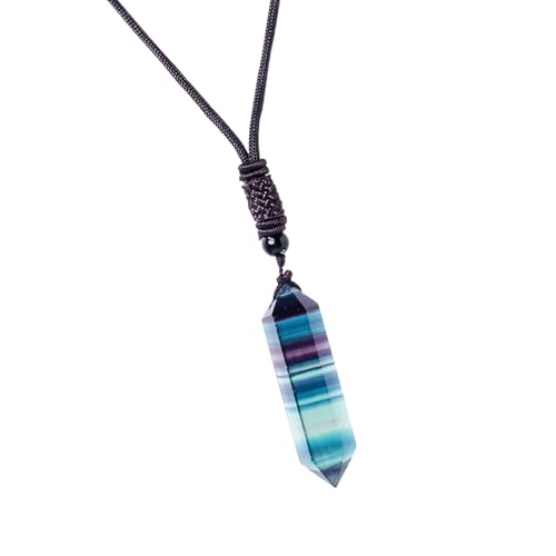 Generisch Buntes Fluoritkristallanhänger - Fluoritkristall - Fluoritkristallheilung Edelsteinkette für Frauen - hexagonale spitze Reiki -Chakra -Halskette für tägliche Verschleiß - 1,18-1,57in von Generisch