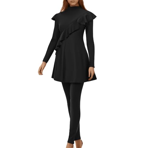Generisch Burkini Damen Set - Muslimische Badeanzug 3-Teilig mt Hijab & Hoher Taillen Hose Islamischer Schwimmanzug Bademode Muslim Ganzkörper-Badeanzüge Sport Swimwear von Generisch