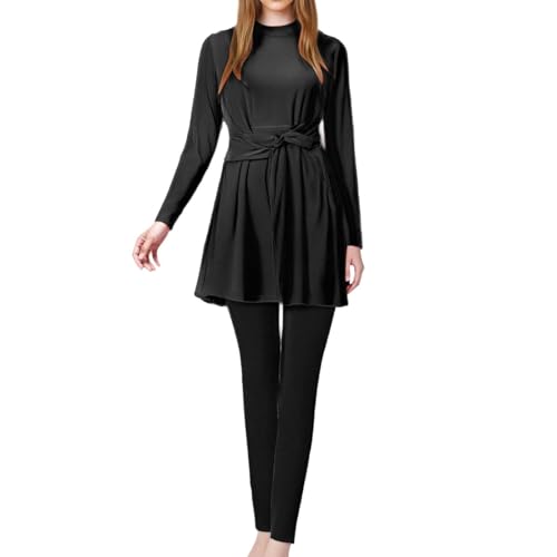 Generisch Burkini Damen Set - Muslimische Badeanzug 3-Teilig mt Hijab & Hoher Taillen Hose Islamischer Schwimmanzug Bademode Muslim Ganzkörper-Badeanzüge Sport Swimwear von Generisch