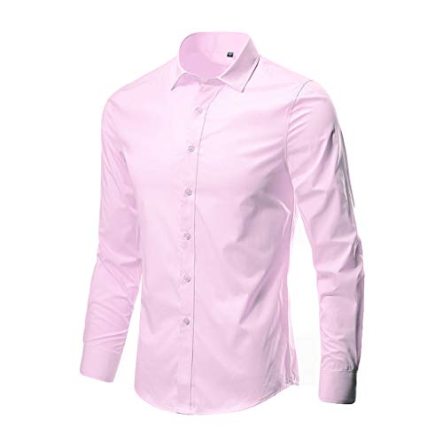 Generisch Business Hemd Herren Bügelfrei Anzughemd Herren Slim Fit Langarmhemd Leicht Freizeithemd Button-Down Herrenhemd Bequeme Sommerhemd Einfarbig Trachtenhemd Mit-Stehkragen Oberhemd Casual von Generisch