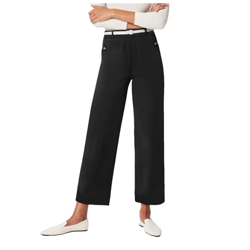 Generisch Business Hosen Damen Einfarbig Ausgestellt Hosen Hohe Taille Weites Bein Damenhose Elegant Palazzo Hose Jogginghose Damen Freizeithose für Legere Arbeit Geeignet (Schwarz, 4XL) von Generisch