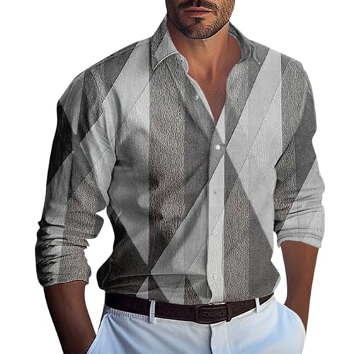Generisch Businesshemden Für Herren, Langarm Hemden Button Down Shirts Freizeithemd Casual Regular Fit Sommer Hemd (3XL, White) von Generisch