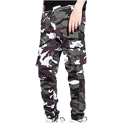 Generisch Camouflage Cargohose Herren Baumwolle Wanderhose Taktische Hose Outdoorhose Casual Tarnhose Outdoor Trekkinghose Wander Funktionshose Arbeitshosen Männer Weiß 5XL von Generisch